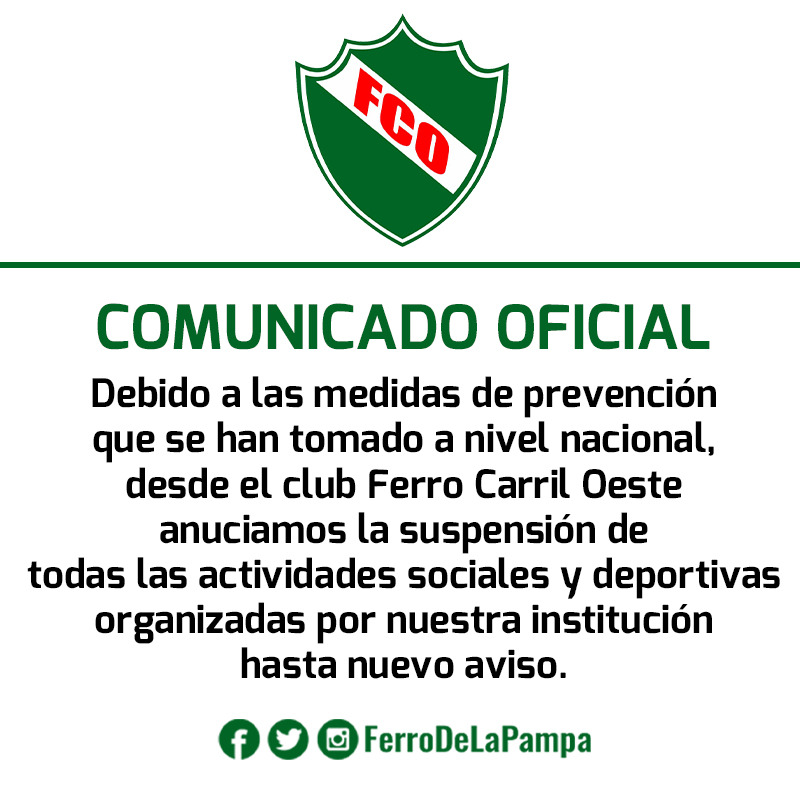 Clubes de General Pico suspenden sus actividades de manera